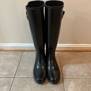 hunter black tall rain boots